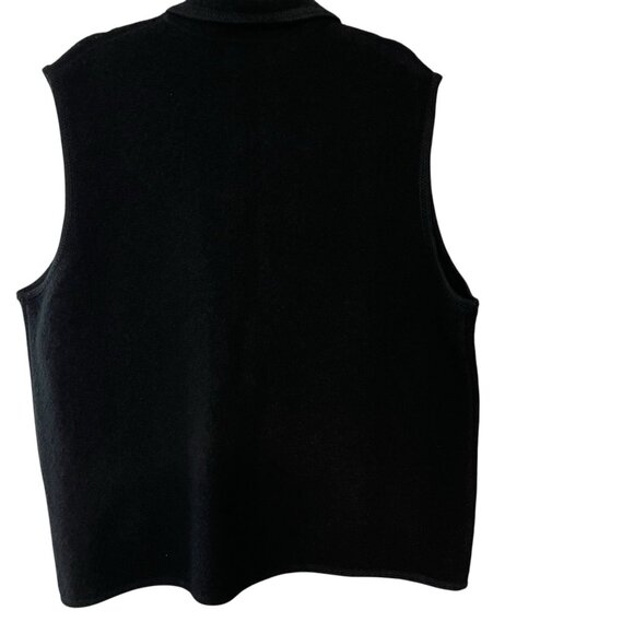 VTG Lisa International Women's Vest  Boiled Wool Black Full Zip 90s Classic 2X - Picture 7 of 8